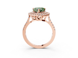 Rose gold Double Halo Fancy Green Heart  Diamond Pave Band with Four-Prong Setting_20