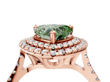 Rose gold Double Halo Fancy Green Heart  Diamond Pave Band with Four-Prong Setting_21