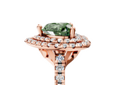 Rose gold Double Halo Fancy Green Heart  Diamond Pave Band with Four-Prong Setting_22