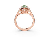 Rose gold Double Halo Fancy Green Marquise -Shaped Split Shank Diamond Ring with Prong Setting_18