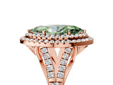 Rose gold Double Halo Fancy Green Marquise -Shaped Split Shank Diamond Ring with Prong Setting_20
