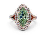 Rose gold Double Halo Fancy Green Marquise Cut Diamond Split Shank Engagement Ring with Four-Prong Setting_3