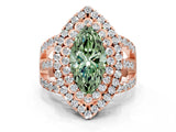 Rose gold Double Halo Fancy Green Marquise Cut Diamond Split Shank Pave Set Ring_3