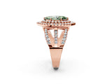Rose gold Double Halo Fancy Green Marquise Cut Diamond Split Shank Pave Set Ring_5