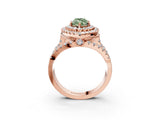 Rose gold Double Halo Fancy Green Marquise Cut Diamond Split Shank Pave Set Ring_6