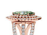 Rose gold Double Halo Fancy Green Marquise Cut Diamond Split Shank Pave Set Ring_8