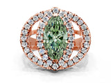 Rose gold Double Halo Fancy Green Marquise Cut Diamond Split Shank Prong Setting Ring