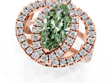 Rose gold Double Halo Fancy Green Marquise Cut Diamond Split Shank Prong Setting Ring_1
