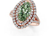 Rose gold Double Halo Fancy Green Marquise  Cut Pave Split Shank Prong Set Ring_16