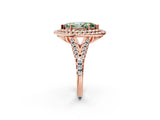 Rose gold Double Halo Fancy Green Marquise  Cut Pave Split Shank Prong Set Ring_17