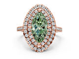 Rose gold Double Halo Fancy Green Marquise  Diamond Pave Band with Four-Prong Setting_47