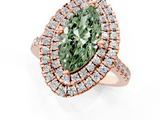 Rose gold Double Halo Fancy Green Marquise  Diamond Pave Band with Four-Prong Setting_48