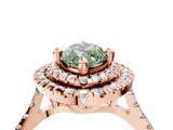 Rose gold Double Halo Fancy Green Marquise  Diamond Pave Band with Four-Prong Setting_51