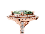 Rose gold Double Halo Fancy Green Marquise  Diamond Pave Band with Four-Prong Setting_52
