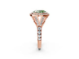 Rose gold Double Halo Fancy Green Oval -Shaped Split Shank Diamond Ring with Prong Setting_17