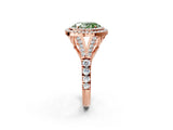 Rose gold Double Halo Fancy Green Oval Cut Diamond Split Shank Engagement Ring with Four-Prong Setting_5