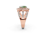 Rose gold Double Halo Fancy Green Oval Cut Diamond Split Shank Pave Set Ring_5