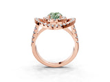 Rose gold Double Halo Fancy Green Oval Cut Diamond Split Shank Prong Setting Ring_3
