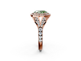 Rose gold Double Halo Fancy Green Oval  Cut Diamond Split Shank Ring with Four Prong Setting_22