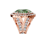 Rose gold Double Halo Fancy Green Oval  Cut Diamond Split Shank Ring with Four Prong Setting_25
