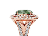Rose gold Double Halo Fancy Green Oval  Cut Pave Split Shank Prong Set Ring_20