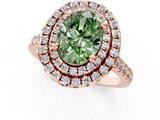 Rose gold Double Halo Fancy Green Oval  Diamond Pave Band with Four-Prong Setting_39