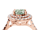 Rose gold Double Halo Fancy Green Oval  Diamond Pave Band with Four-Prong Setting_42