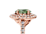 Rose gold Double Halo Fancy Green Oval  Diamond Pave Band with Four-Prong Setting_43