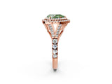 Rose gold Double Halo Fancy Green Pear -Shaped Split Shank Diamond Ring with Prong Setting_17