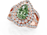 Rose gold Double Halo Fancy Green Pear Cut Diamond Split Shank Pave Set Ring_4