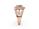 Rose gold Double Halo Fancy Green Pear Cut Diamond Split Shank Pave Set Ring_5