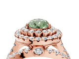 Rose gold Double Halo Fancy Green Pear Cut Diamond Split Shank Pave Set Ring_7