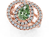 Rose gold Double Halo Fancy Green Pear Cut Diamond Split Shank Prong Setting Ring_1