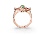 Rose gold Double Halo Fancy Green Pear Cut Diamond Split Shank Prong Setting Ring_3