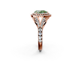 Rose gold Double Halo Fancy Green Pear  Cut Diamond Split Shank Ring with Four Prong Setting_22