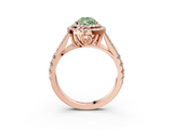 Rose gold Double Halo Fancy Green Pear  Cut Diamond Split Shank Ring with Four Prong Setting_23