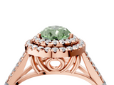 Rose gold Double Halo Fancy Green Pear  Cut Diamond Split Shank Ring with Four Prong Setting_24