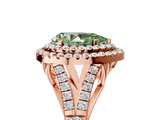 Rose gold Double Halo Fancy Green Pear  Cut Diamond Split Shank Ring with Four Prong Setting_25