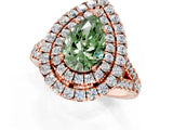 Rose gold Double Halo Fancy Green Pear  Cut Pave Split Shank Prong Set Ring_16