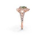 Rose gold Double Halo Fancy Green Pear  Cut Pave Split Shank Prong Set Ring_17