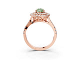 Rose gold Double Halo Fancy Green Pear  Cut Pave Split Shank Prong Set Ring_18