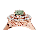 Rose gold Double Halo Fancy Green Pear  Cut Pave Split Shank Prong Set Ring_19