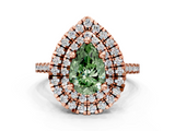 Rose gold Double Halo Fancy Green Pear  Diamond Pave Band with Four-Prong Setting_43