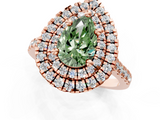 Rose gold Double Halo Fancy Green Pear  Diamond Pave Band with Four-Prong Setting_44