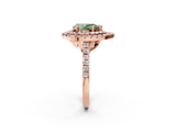 Rose gold Double Halo Fancy Green Pear  Diamond Pave Band with Four-Prong Setting_45