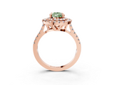 Rose gold Double Halo Fancy Green Pear  Diamond Pave Band with Four-Prong Setting_46