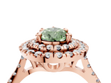 Rose gold Double Halo Fancy Green Pear  Diamond Pave Band with Four-Prong Setting_47