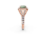 Rose gold Double Halo Fancy Green Princess -Shaped Split Shank Diamond Ring with Prong Setting_17