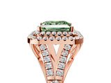 Rose gold Double Halo Fancy Green Princess -Shaped Split Shank Diamond Ring with Prong Setting_20