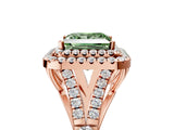 Rose gold Double Halo Fancy Green Princess Cut Diamond Split Shank Engagement Ring with Four-Prong Setting_8